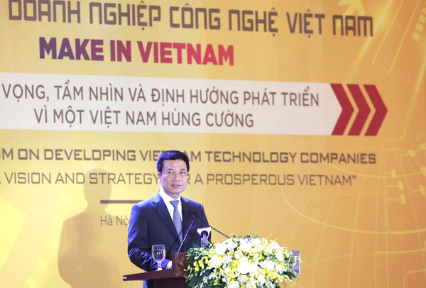 Bộ trưởng Nguyễn Mạnh Hùng phát biểu tại Diễn đàn Make in Vietnam năm 2021